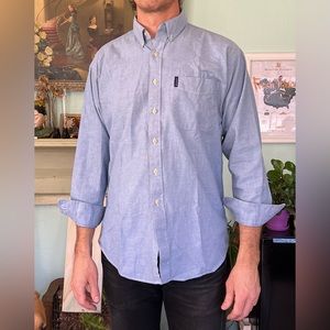 1990s VTG American made Chaps Ralph Lauren Oxford shirt classic blue, Large.